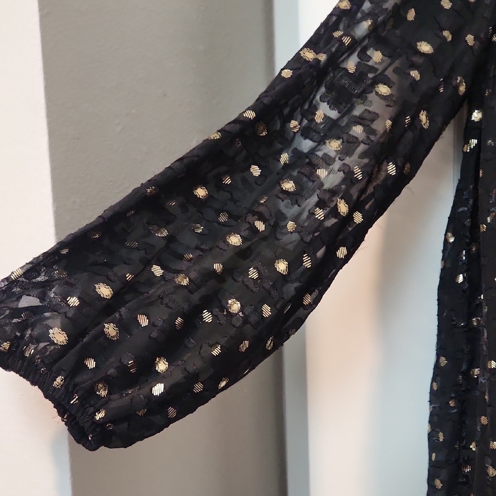 DKNY Long Sleeve Black Dress with Gold Dots - Picture 5 of 7